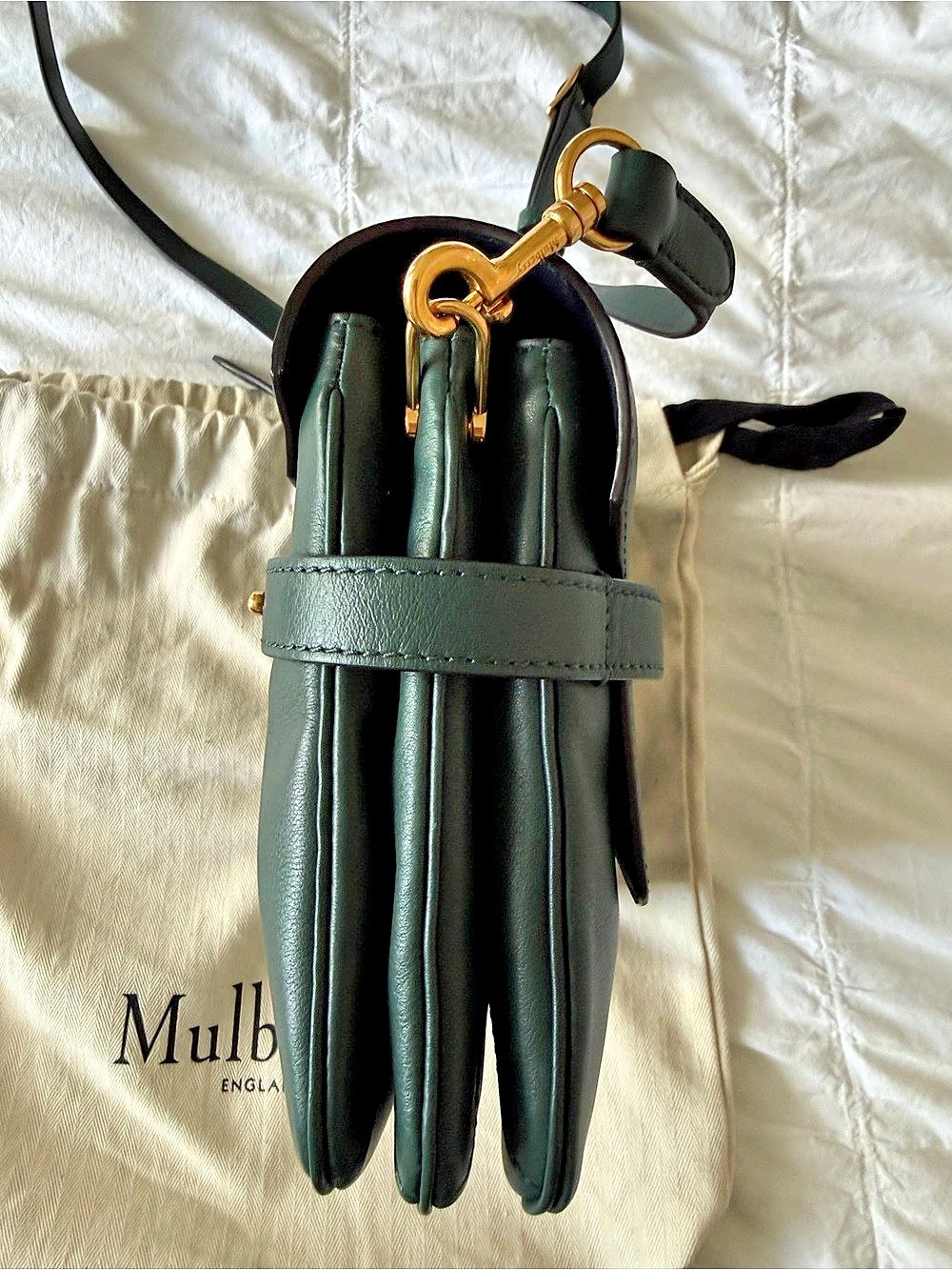 Mulberry Belted Bayswater Satchel - Mulberry Green Leather - Excellent Cond. - Picture 5 of 12